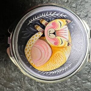 Cute Cat Compact Pill Case with Mirror
